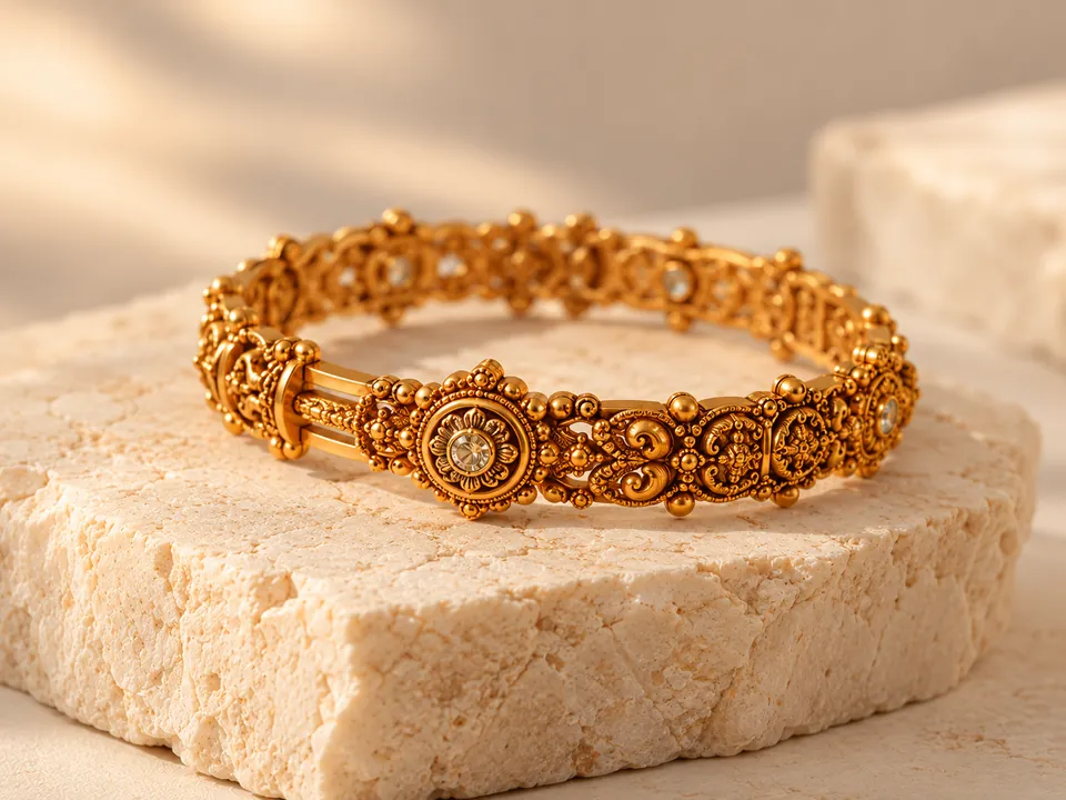 Ornate antique gold bangle